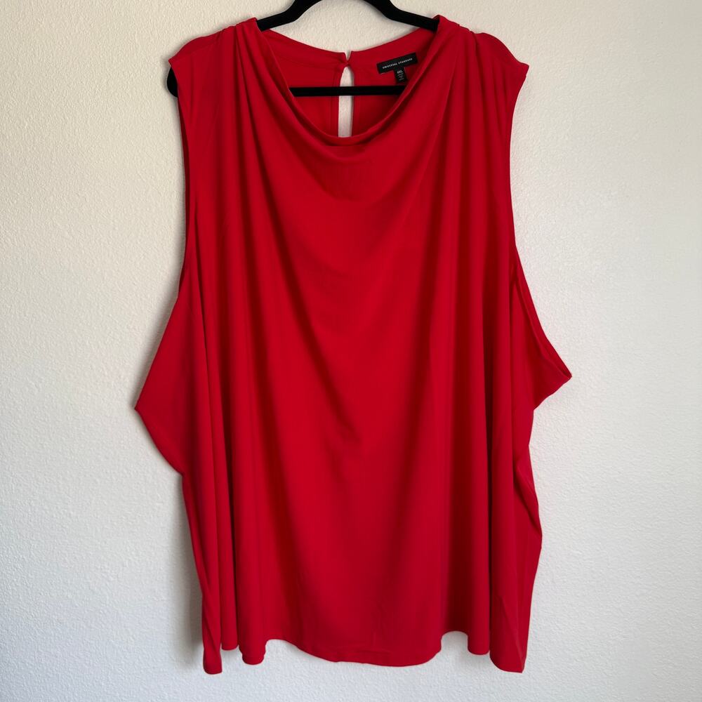 NWT Universal Standard 7X Crepe Jersey Cowl Tank Top‎ Blouse Red Career